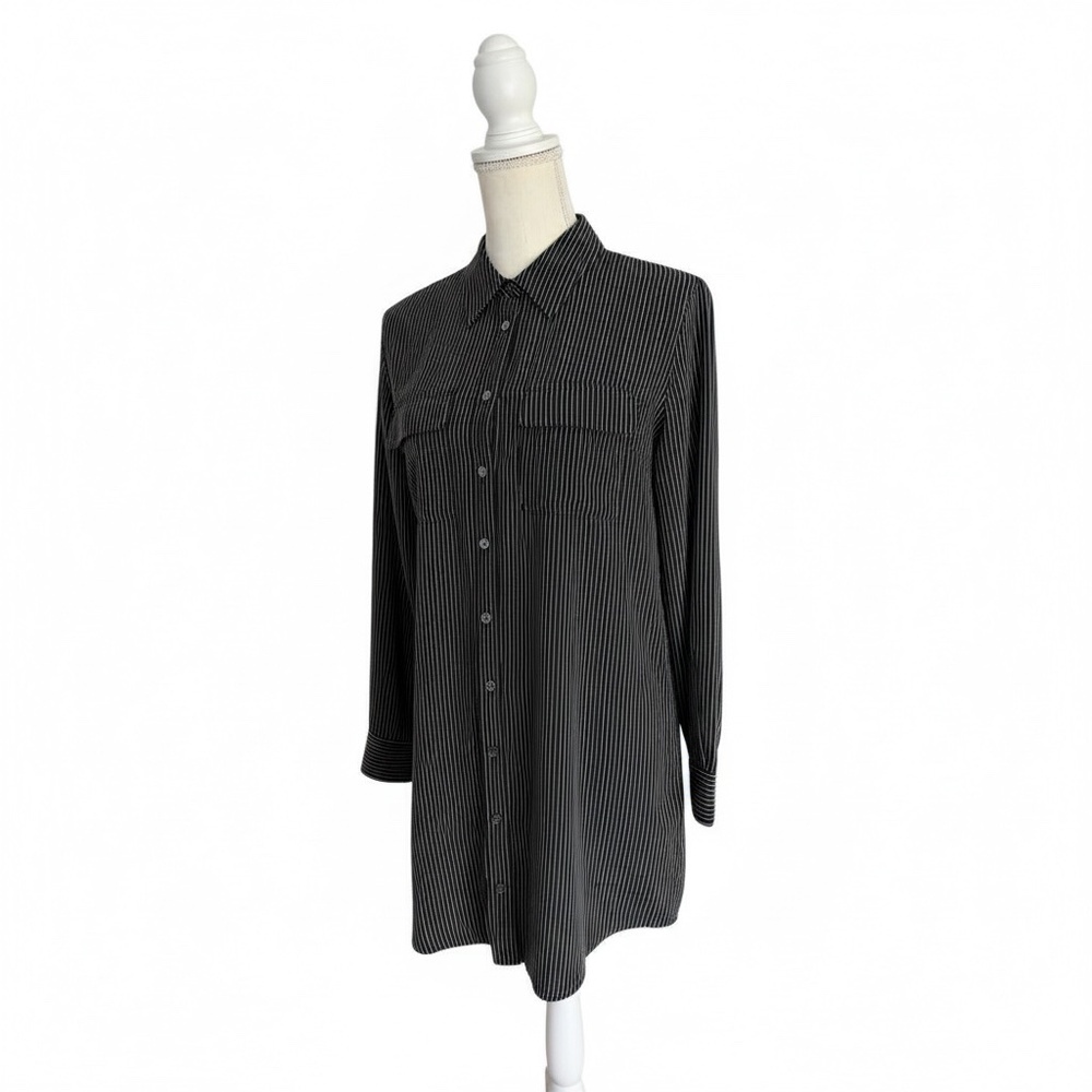 Equipment Femme 100% Silk Pinstripe Slim Signature Shirt Dress